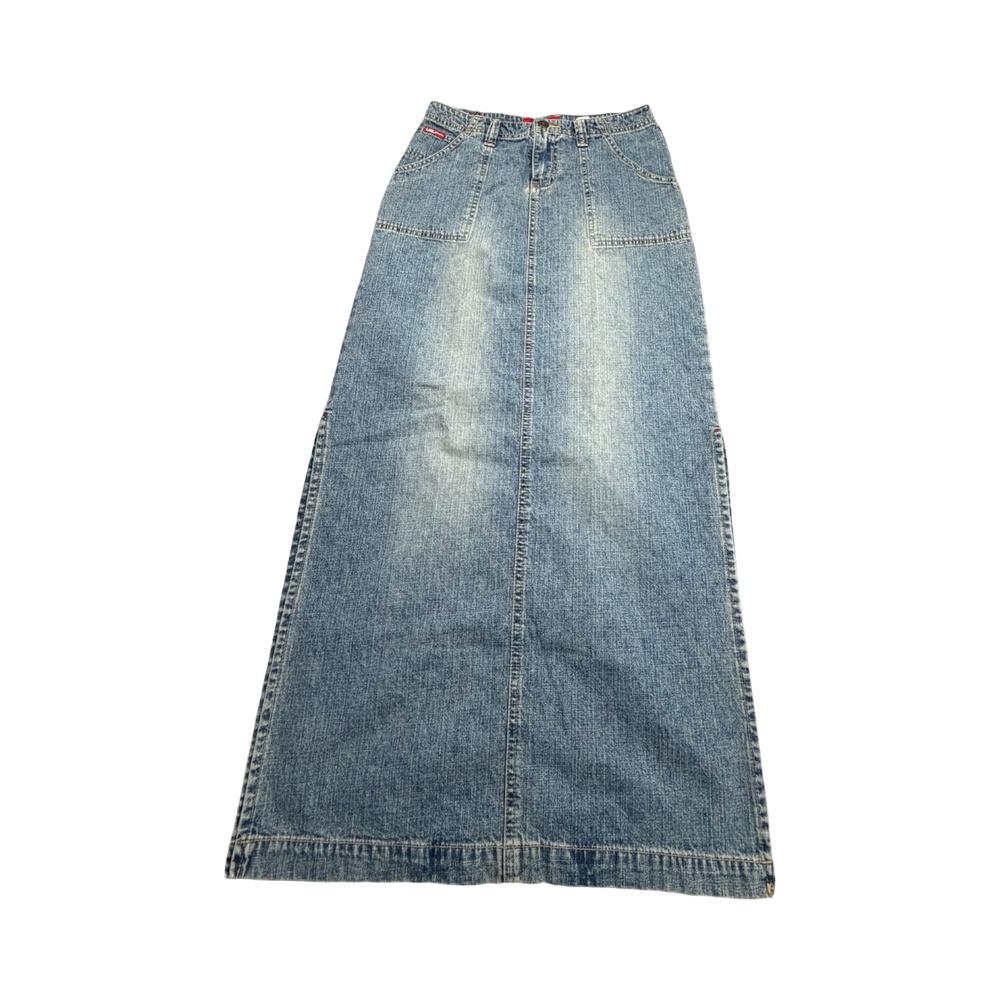 Unionbay Denim Maxi Skirt Womens 3 Blue Light Wash Cotton 90s Western Modest